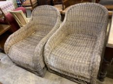 Two large Conran wicker conservatory chairs, width 78cm, depth 110cm, height 84cm