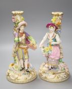 A pair of 19th century Minton figural candlesticks of a boy and girl, height 23cmCONDITION: Male