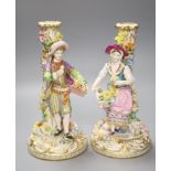 A pair of 19th century Minton figural candlesticks of a boy and girl, height 23cmCONDITION: Male