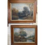 G.C. Earp, pair of oils on canvas, River landscapes, one signed, 34 x 48cm, maple framed