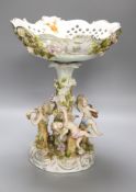 A Sitzendorf floral encrusted pedestal bowl, height 36cm