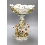 A Sitzendorf floral encrusted pedestal bowl, height 36cm