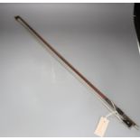 A 19th century German silver-mounted violin bow with original lapping