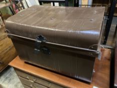 A late Victorian painted metal trunk, length 60cm, depth 42cm, height 41cm