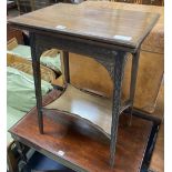 An Edwardian mahogany blind fret folding tea table, width 52cm, depth 37cm, height 69cm