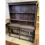 A Welsh oak dresser, width 148cm, depth 39cm, height 196cm