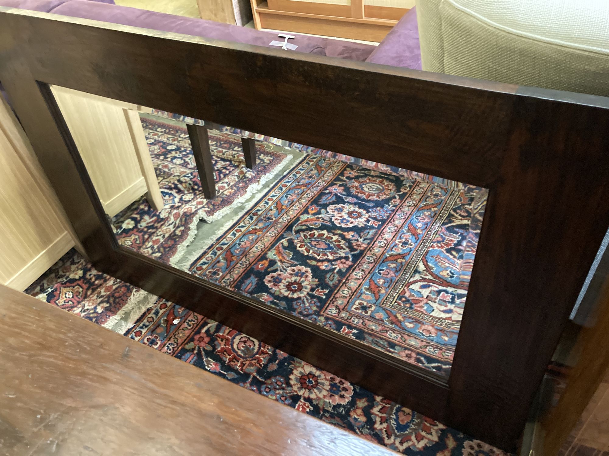 An Indian hardwood table, width 140cm, depth 40cm, height 76cm and a matching wall mirror - Image 5 of 6