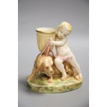 A Royal Worcester figure group of a child and dog, height 13cmCONDITION: Basket shallow chips