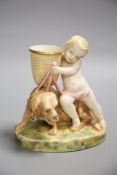 A Royal Worcester figure group of a child and dog, height 13cmCONDITION: Basket shallow chips