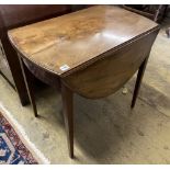 A George III marquetry inlaid oval mahogany Pembroke table, width 74cm, depth 46cm, height 66cm