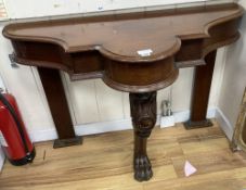 A Victorian mahogany console table, width 122cm, depth 56cm, height 82cm