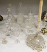 A quantity of 19th/20th century clear cut glass including five rock crystal glasses, tallest 35cm