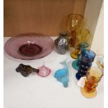 A small quantity of coloured glass including Whitefriars and Wedgwood, tallest 29.5cm
