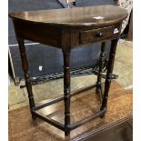 A 18th century style 'D' shaped oak side table, width 68cm, depth 35cm, height 76cm