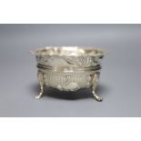 A late Victorian embossed silver sugar bowl, Nathan & Hayes, Chester, 1900m height 67mm, 5.5oz.