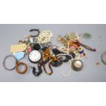 Mixed costume jewellery etc. including paste set giardinetto brooch, cut steel bangle, loose stones,