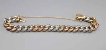 A yellow and white metal curblink bracelet (a.f.), gross 32.9 grams.