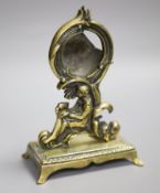 A brass pocket watch holder, height 17cm