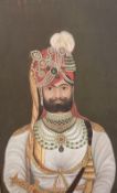 Modern oil on canvas, Portrait of an Indian nobleman, 80 x 52cm