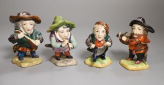 Four Continental porcelain musicians, height 10cm