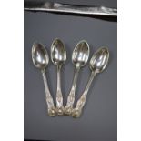 A set of four William IV silver Kings pattern dessert spoons, William Chawner II, London, 1830, 7.