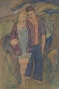 Philip Meninsky (1919-2007), watercolour, Lovers in a landscape, signed, 25 x 17cm.CONDITION: