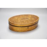 A George III oval marquetry inlaid box, length 29cm
