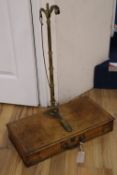 A set of Victorian mahogany cased brass scales by De Crave, Short Fanner & Co, width 50cm height