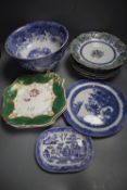 A collection of Victorian Staffordshire dessert and dinner wares (a.f.)