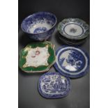 A collection of Victorian Staffordshire dessert and dinner wares (a.f.)