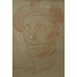 Stephen Ward (1912-1963), head and shoulder portrait of a young man wearing a beret, signed and
