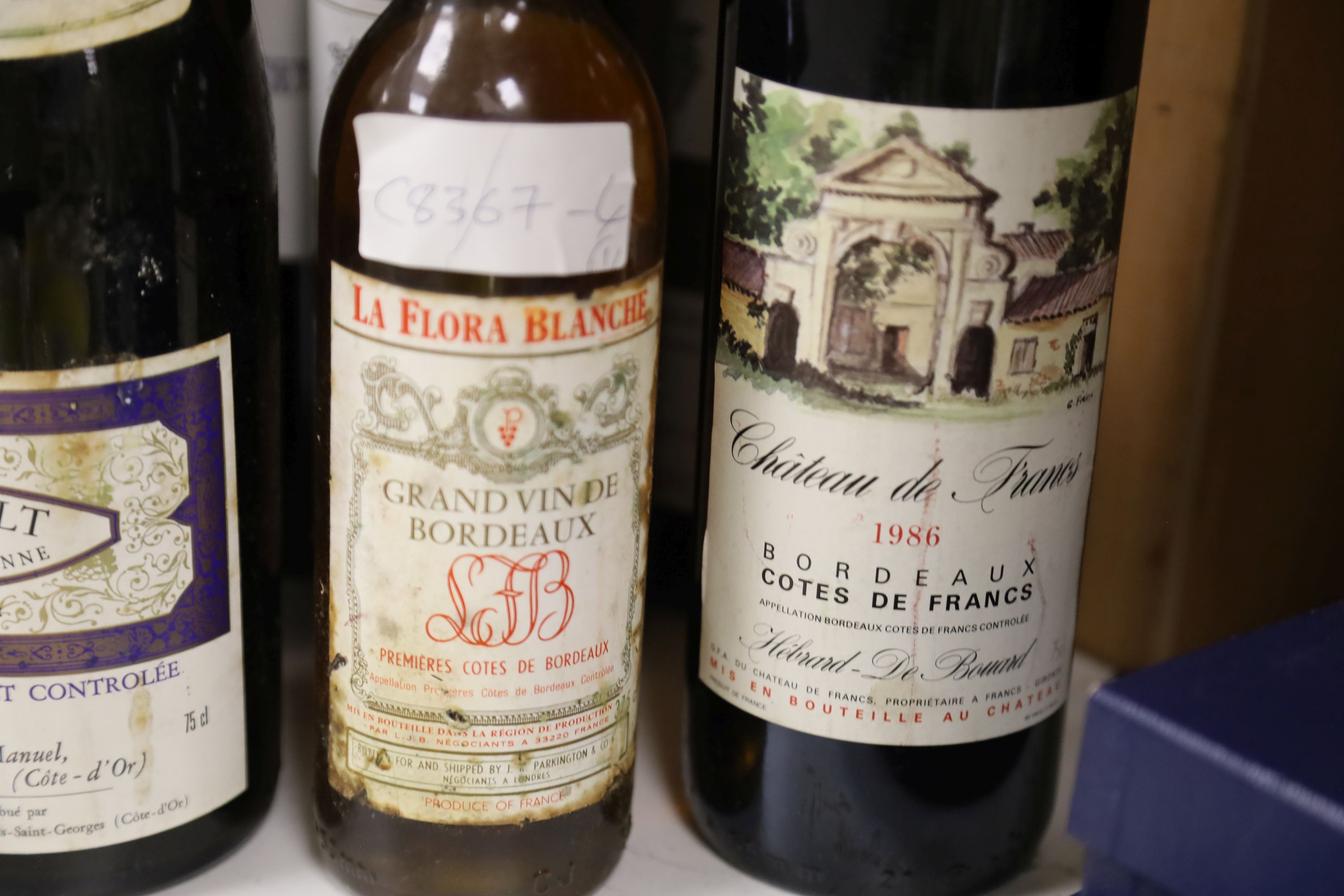 Three bottles of Chateau Lyonnat, 1985, two bottles of Laroche-Clauzet, 1989, two Chateay - Image 3 of 3