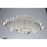 A set of six early Victorian silver hourglass pattern table spoons, Charles Shipway, London, 1837