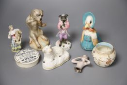 A quantity of Continental porcelain figures, tallest 12cm (8)