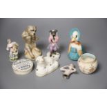 A quantity of Continental porcelain figures, tallest 12cm (8)