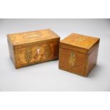 Two George III marquetry tea caddies, longest 20cm