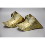 A pair of Spanish colonial brass stirrup shoes, length 26cm