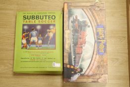 A Subbuteo table soccer and Harry Potter and The Philosopher's Stone Hornby train set