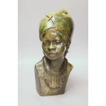 A Shona tribe verdite bust, signed Nicholas Tandi, height 36cm