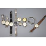 Ten assorted mainly gentleman's wrist watches, including Majex, Ermano and Limit (a.f.).