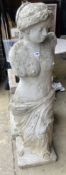 A reconstituted stone garden ornament of Venus on pedestal base, height 192cm