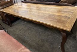 A 19th century French rectangular walnut farmhouse table, length 230cm, depth 85cm, height 76cm