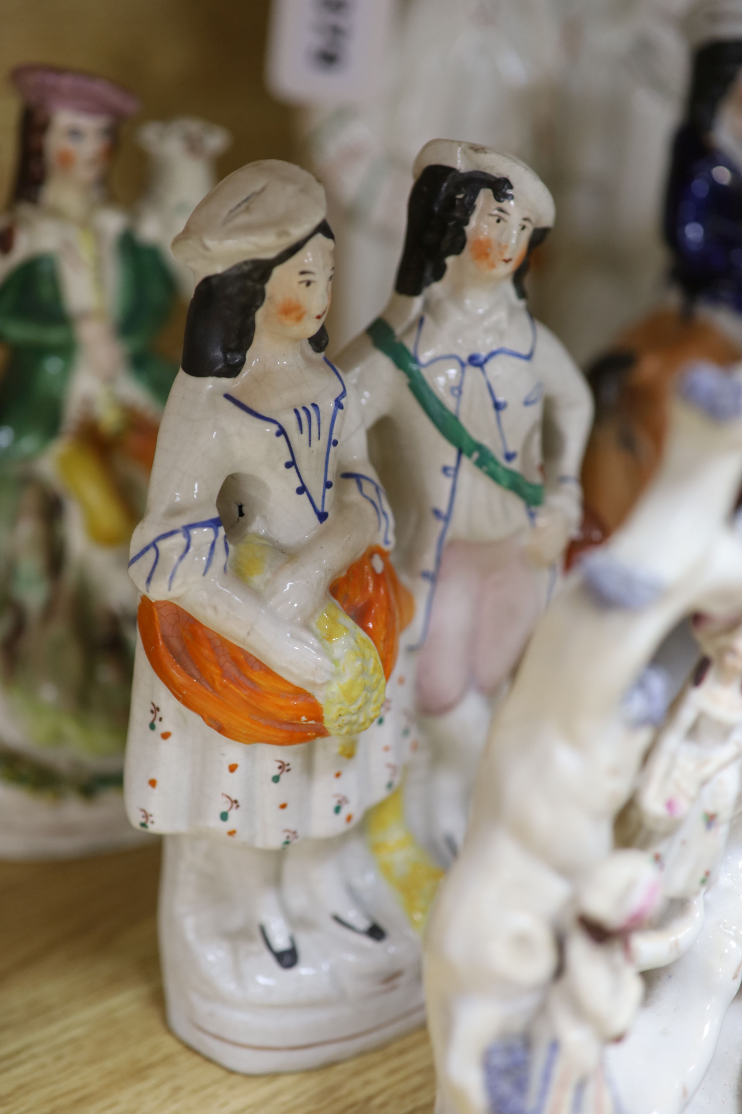 A collection of assorted Staffordshire figures and sundry ceramics including mid 18th century - Image 5 of 8