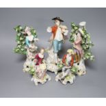 Five Continental porcelain figures, tallest 22.5cm