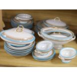 A Royal Worcester Vitreous pattern pale blue and gilt edged part dinner service including