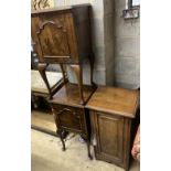 A late Victorian walnut bedside cabinet, width 40cm depth 36cm height 73cm, together with a pair