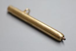 A George V 9ct gold cased pencil by Sampson Mordan & Co, 75mm, gross 18.3 grams.CONDITION: Pencil