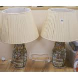 A pair of Chinese famille rose vases, mounted as lamps