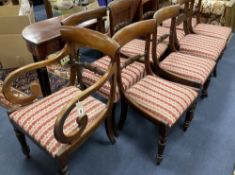 A harlequin set of nine George IV mahogany dining chairs (one having arms)