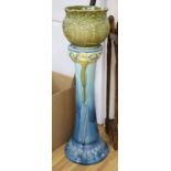 A Burmantoft Art Nouveau pedestal with associated jardiniere, overall 97cm